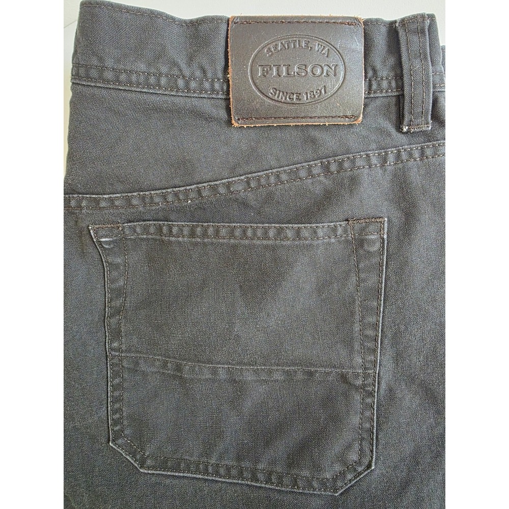 Filson Dry Tin Cloth Five-Pocket Pants Mens 36x34 Black Workwear Rugged Durable